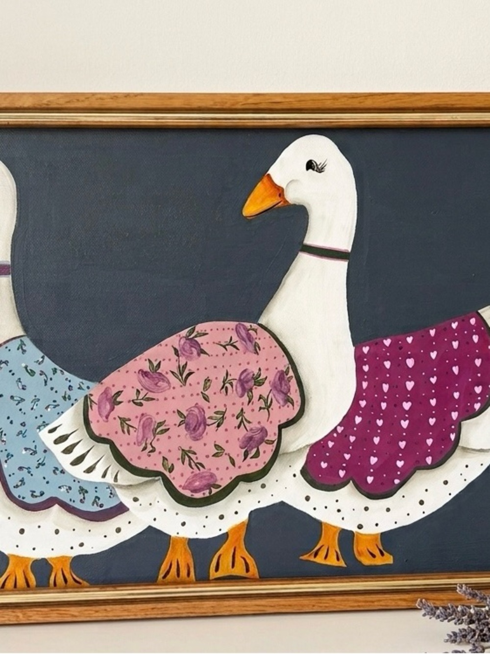 Decorative Goose Wall Acrylic Painting by Rosina Elika signed